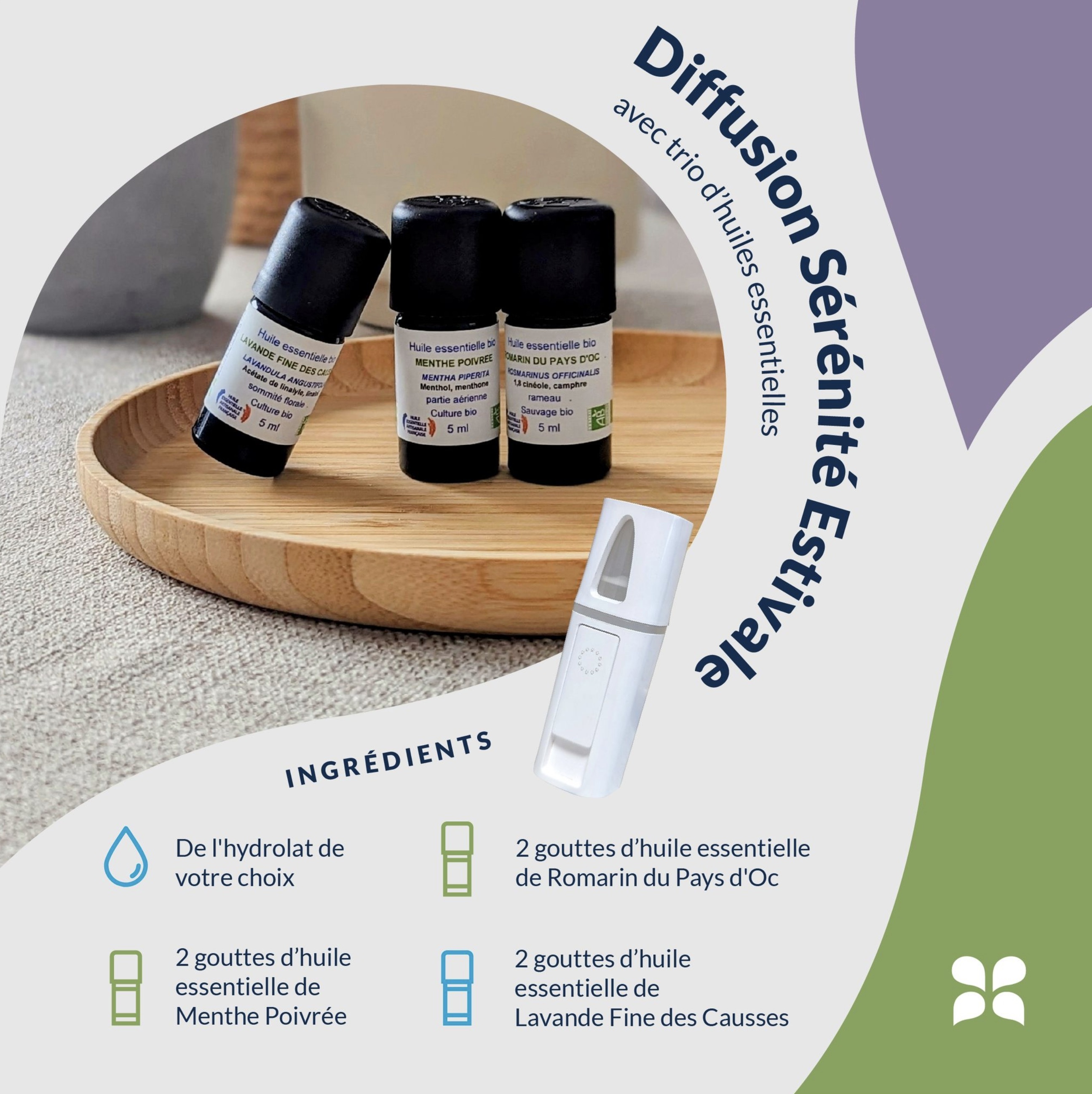 A moment of well-being and aromatherapy with natural scents for diffusion